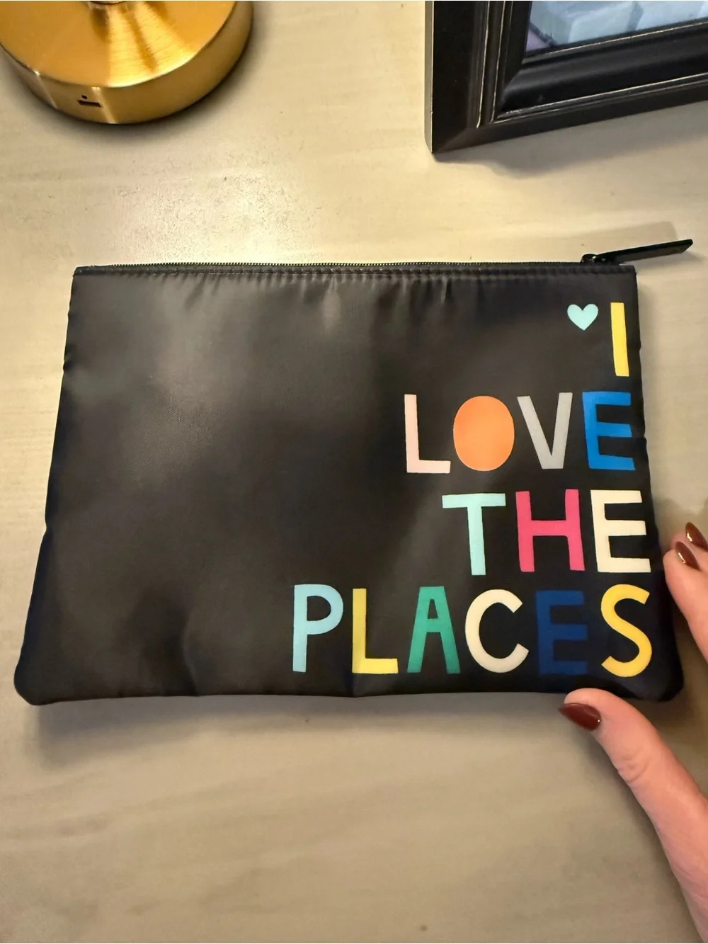 Love The People Multicolor Zip Pouch - Black